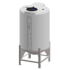 01-33927 | 200 Gal ProChem Cone Bottom Tanks - 30° Slope & Plastic Stand - FDA Black