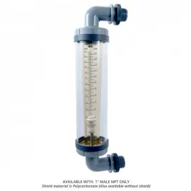 F-451004LHKNEC | F-451N High Volume Rotameter - 4 to 40 GPM - 1.0 Inch F/NPT - Hastelloy Panel Mount Elbow Shield