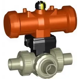 199.286.246 | 40 - 286 PA 3-way Ball Valve Horizontal L-Port DA IR/Butt Fusion - PP/EPDM