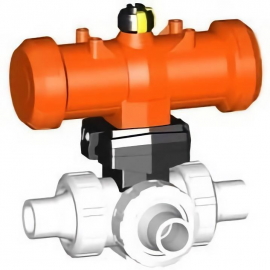 199.297.178 | 63 - 297 PA 3-way Ball Valve Horizontal L-Port DA IR/Butt Fusion - PVDF/FKM