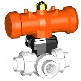 199.297.213 | 20 - 297 PA 3-way Ball Valve Horizontal L-Port DA Socket Fusion - PVDF/FKM
