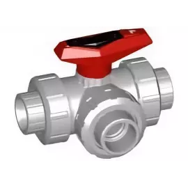 163.543.087 | 2 - 543 3-way Ball Valve Horizontal L-Port Socket - CPVC/EPDM