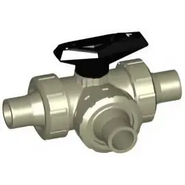 167.543.076 | 50 - 543 3-way Ball Valve Horizontal L-Port IR/Butt Fusion - PP/FKM