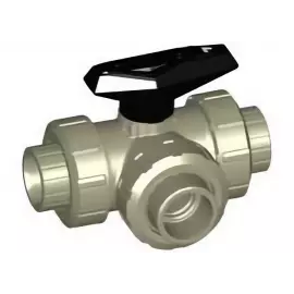 167.543.002 | 20 - 543 3-way Ball Valve Horizontal L-Port Socket Fusion - PP/EPDM