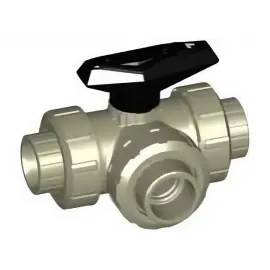 167.543.164 | 1 - 543 3-way Ball Valve Horizontal L-Port Threaded NPT - PP/EPDM