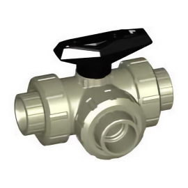 167.543.015 | 40 - 543 3-way Ball Valve Horizontal L-Port Socket Fusion - PP/FKM