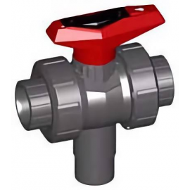161.543.686 | 1-1/2 - 543 3-way Ball Valve Vertical L-Port Threaded NPT - PVC/EPDM