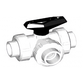 175.543.176 | 1-1/2 - 543 3-way Ball Valve Horizontal T-Port Threaded NPT - PVDF/FKM