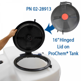 02-146 | Hinged Non-Vented Lid and Ring - Size 16” - Poly - Black