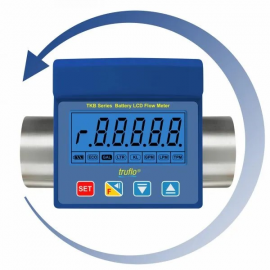 TK3B-40-SS | 1-1/2" Truflo TKB Battery Operated Paddlewheel Flow Meter - 316SS w/ Viton Seals - Threaded Connections - LCD - Rate & Total