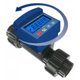 TKB-40-PF-B | 1-1/2" Truflo TKB Battery Operated Paddlewheel Flow Meter - PVDF - Viton - Butt Fused Connections - LCD - Rate & Total