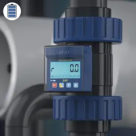 TKB-40-PF-B | 1-1/2" Truflo TKB Battery Operated Paddlewheel Flow Meter - PVDF - Viton - Butt Fused Connections - LCD - Rate & Total