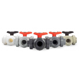 169.543.303 | 25 - 543 3-way Ball Valve Horizontal L-Port PE Long Spigot SDR11 - ABS/EPDM
