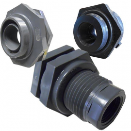 02-14950 | 316 SST Bulkhead Fitting - Size 1-1/4" - TxT - Gasket EPDM